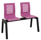 CARMEN 2, dřevěná lavice do čekárny, 2-sedák, purpurová, kostra černá